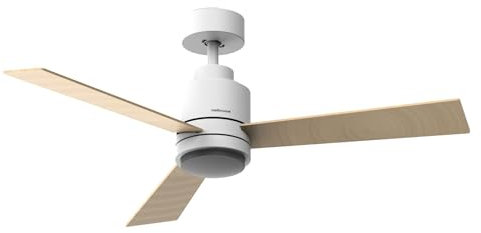 Mellerware - Ventilador de Techo con Luz Brizy Bright Core 45W | Ultra Silencioso | 6 Velocidades | 3 Aspas Reversibles 132 cm Diámetro | Función Verano-Invierno | Temporizador | LED
