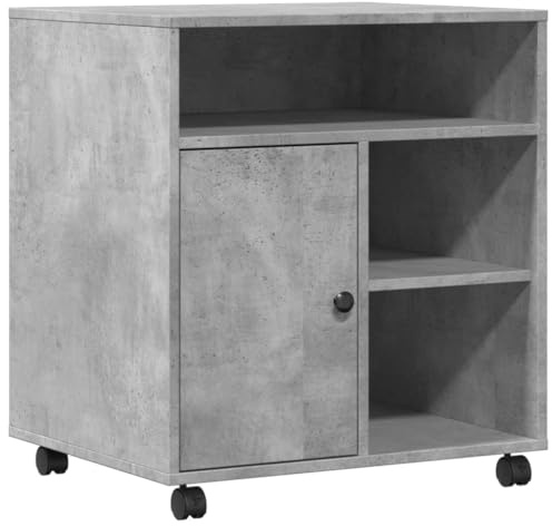 vidaXL Printerkastje met wielen 60x50x67 cm betongrijs