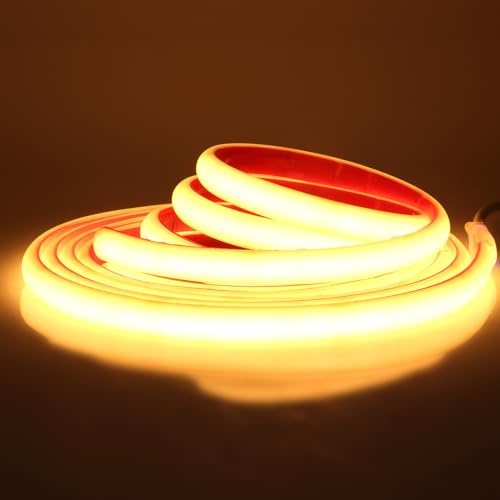 Wisada COB Neon Streifen 4m, 12V Wasserdichte IP68 Selbstklebendes Band, 320LEDs/m Superhell Flexibler Warmweiß COB Neon LED Band, rot/weiss 2-adrig LED Lichterketten für Außen, Terrasse, Aquarium