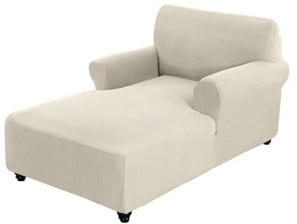 WWQQKJ Jacquard-Chaiselongue-Bezug, Stretch-Armlehnen-Chaiselongue-Bezug, mit Armlehnen, Sofabezug for mit Doppelarm-Sofa-(Natura)