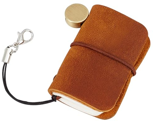 CRASPIRE Mini Diario de Cuero Cuaderno Encuadernado En Papel En Blanco Hecho A Mano Portátil 1.7x1.9 Pulgada Vintage Diario 64 Páginas Pequeño Bloc de Notas de Recambio de Viaje para Hombre Mujer