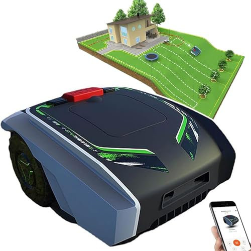 FBJAMZ Robot Tondeuse, Tondeuse à Gazon Automatique, Technologie de Tonte Intelligente Ultra silencieuse, Auto-Chargement, Connexion Bluetooth, Coupe Jusqu'au Bord
