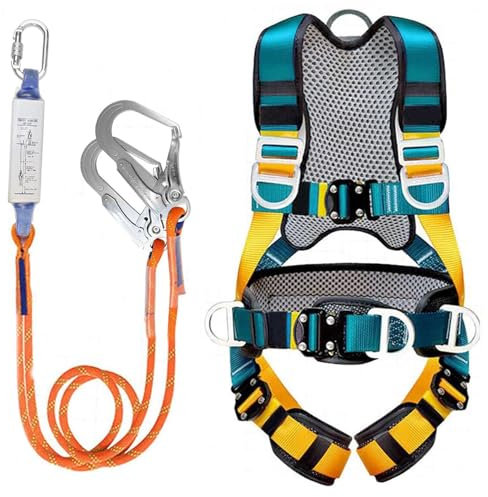 Ceinture Sécurité Anti-Chute, Kits Antichute De Sécurité 5 Points, Baudrier Escalade Harnais De Sécurité Protection Sécurité Antichute pour Escalade Travail en Hauteur avec Tampon