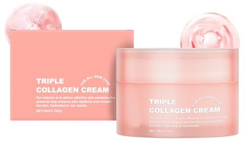 Crème Hydratante Au Collagène 50g, Crème Au Collagène,Hyaluronique & Céramide, Apaise Instantanément Les Peaux Sensibles, Pour Tous Types De Peau Même Les Plus Sensibles