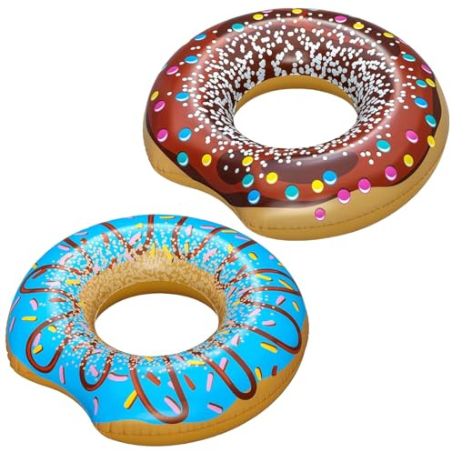 GWAWG Schwimmring Donut, Donut Schwimmschlauch, aufblasbarer Gummi-Donut-Pool-Schwimmer Liege, Durchmesser 107 cm, sortiert, 1 Stück