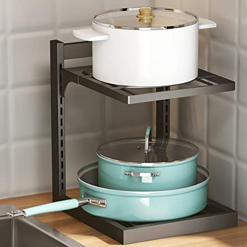 ASerZenith Pan Storage Rack, Holds Cast Iron Skillets Dutch Oven Griddles Durable Steel Construction Pots And Pans Organizer For Cabinet-23X27X30cm