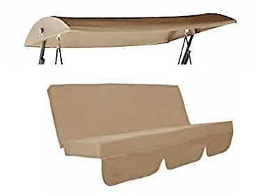 Replacement Canopy for Garden swing 3 seater 195 x 125 Round B&Q with matching cushion cover (Beige)