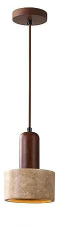 SANBDDLYY Lampada a Sospensione Cilindrica con Paralume in Pietra, Lampadario con Supporto in Legno in Stile Giapponese, Base E26/E27 Lampada a Sospensione Filo da 59 Pollici Regolabile for Camera da