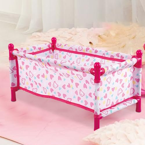 Baby Doll Cot, Pink Baby Dolls Bed, Do-lls Nursey Cot, Dol-l Pretend Play Toy, B-aby Dol-l Accessories For Girls, B-aby Do-ll Pretend Play Do-ll Accessory Toys For Kids
