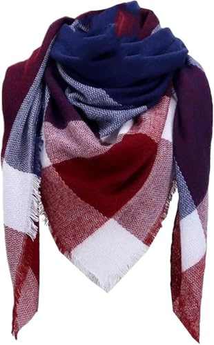 Sciarpa da Donna Plaid Sciarpe Invernali in Cashmere Scialli da Donna Bandana Collo Caldo Maglia Triangolo Bendaggio Foulard Femme Wraps, Ub-7