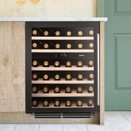 WI6134 Dual Zone 60cm Undercounter Wine Cooler – Black, 46 Bottle Capacity, LED Display, UV-Protected Glass Door, Low Vibration, Built-In or Freestanding, Energy Efficient