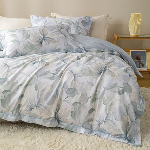 OAITE Twin Floral Pattern Duvet Cover Set Unique Design 3pcs 100% Cotton