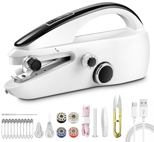 Lwuey Máquina de Coser Mini Portátil, 2 Velocidades, USB/Pilas