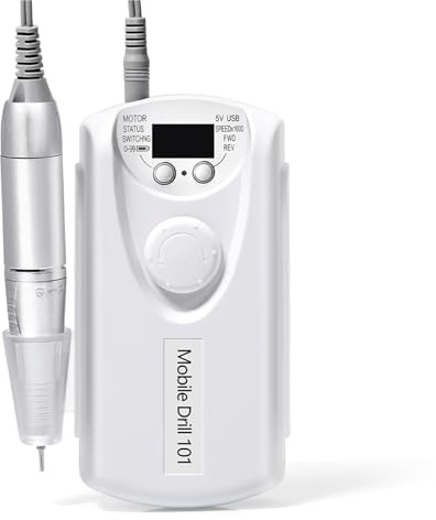 TIEOAXFT Trapano for Unghie 35000 Giri/min Tornio Professionale Frese for Manicure Levigatrice elettrica Lima for Unghie in Gel Trapano Motore Lucidatrice(White)