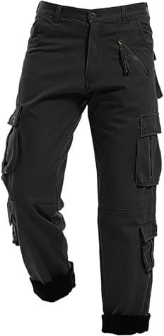 Duohropke Pantaloni Cargo Uomo in Pile Foderati Pantaloni Invernali Termici con Tasche Multiple Pantaloni da Trekking Pantaloni da Lavoro Pantaloni da Escursionismo Jogginghose Relaxed Fit Pantaloni