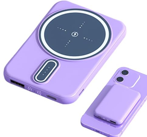 Caricabatterie senza fili magnetico, ricarica rapida da 10.000 mAh, batteria senza fili magnetica, caricatore compatto per telefoni e dispositivi, per viaggi, uffici, casa, esterni, ecc