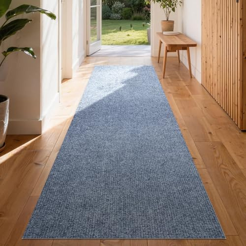 Homwiz Läufer Flur rutschfest, 240x60cm Teppich Innen, Grau | Waschbar, Ohne Kleben, Wiederverwendbar, Küchenläufer, Teppich Läufer Lang für Eingang Schlafzimmer Wohnzimmer Flur