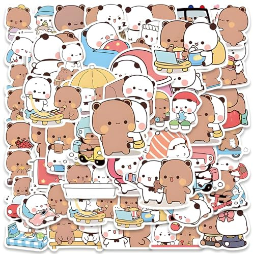 110 Stück Bubu Dudu Aufkleber Kinder, Wasserdicht PVC Sticker für Fotoalbum, Süße Panda Sticker Erwachsene für Laptop Skateboard Scrapbook Gitarre Trinkflasche Deko Jugendliche Geschenkideen (Dudu)