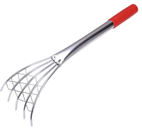 DOITOOL Râteau à Main Inoxydable avec Dents Pointues pour Creuser Sable et Sol Outil Professionnel pour Plage et Coquillages Ramasse Coquilles avec Poignée Ergonomique