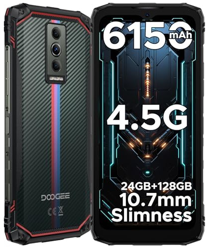 DOOGEE Blade 10 Energy Outdoor Handy Ohne Vertrag, 24GB RAM/128GB ROM(2TB) 6150mAh Akku, 6.56 HD+90Hz, 16MP+8MP Kamera, 10,7mm ultradünn Android 15 Outdoor Smartphone, 3 Card Slots/NFC/Face ID/OTG