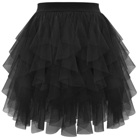 Falda de tul para mujer, de gasa, holgada, con volantes, con volantes, con volantes, con dobladillo corto, con volantes, para el día a día y el tiempo libre