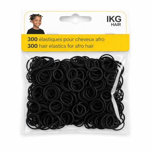 300 Mini Élastiques à Cheveux – Caoutchouc Naturel – Ultra Résistants et Extensibles – Idéal Cheveux Afro, Crépus, Bouclés – Enfants Filles – Couleur Noir