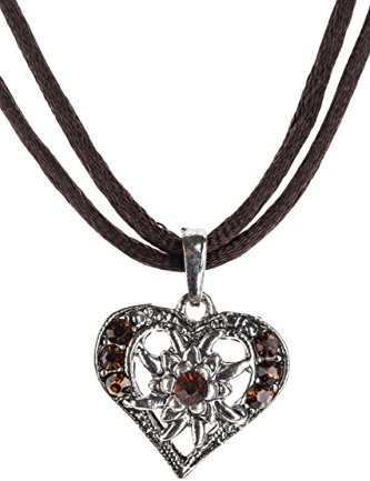 Eleganta dräkter halsband med hjärta och ädelvit blå, lila, rosa, grön, röd, brun eller vit – traditionell kedja för Dirndl, läderbyxor och blus, Einheitsgrösse