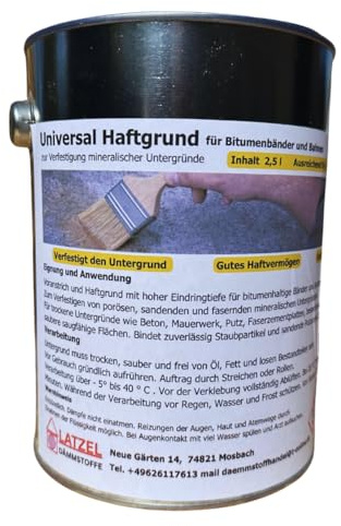 Universal Haftgrund – Primer für Bitumenbänder 2,5 l für Mineralische Untergründe - Haftbrücke, Kunststoffprimer, Transparent