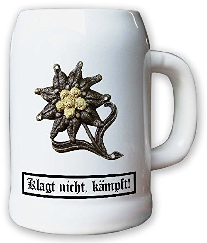 Krug/Bierkrug 0,5l - Barettabzeichen Gebirgsjäger Alpen Edelweiss Metall#11823