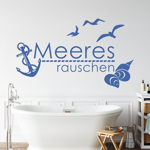 GRAZDesign Wandtattoo Bad Anker und Muscheln maritime Deko Meeresrauschen Wand Aufkleber - 68x40cm / 049 königsblau