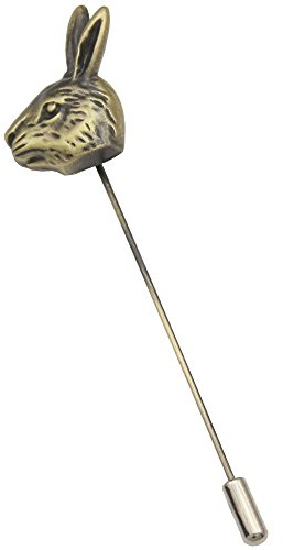 Vintage Gold Q&Q Fashion Vintage Alice in Wonderland Rabbit Head Hare Lapel Stick Pin Tie Hat Brooch TEA PARTY,3.5