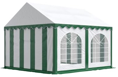 Tente Barnum de Réception 3x4 m Bâches PVC 750 N Vert-Blanc Cadre de Sol Jardin