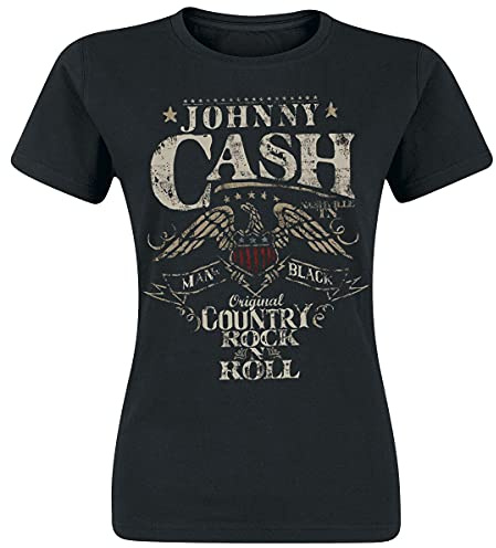 Johnny Cash Rock 'n' Roll Frauen T-Shirt schwarz