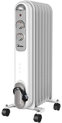 ARDES CURVY Radiatore a Olio 7 Elementi - Termosifone 3 Potenze 1500W - Spia Funzionamento e Termostato di Regolazione Della Temperatura