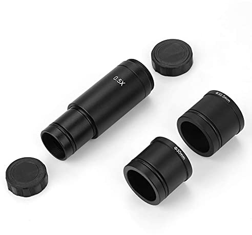 Microscope Adapter 0.5× C-mount Lens Adapter Set, 23.2mm, 30mm and 30.5mm Ports for CCD Camera and Digital Eyepiece