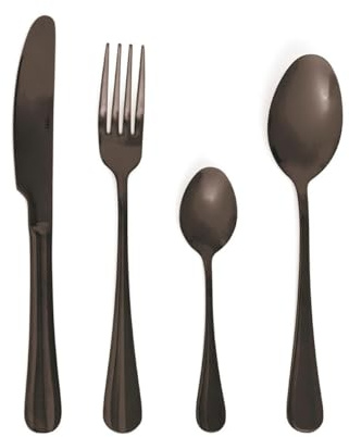 Quid Set de 24 Cubiertos Celebrart de Acero Inox 26cm-2mm | Negro, Acero Inox, acabado brillo, 26cm-2mm