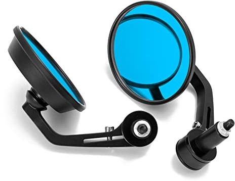 Paire Rétroviseurs Embout Guidon Moto Universel Miroirs Noir 18mm A-Pro