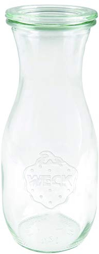 Weck Saftflasche 500 ml (Hochwertiges Einweck, Einmach Glas mit Glasdeckel; geeignet für Flüssigkeiten; Hitzebeständig; Mikrowellengeeignet; Backofengeeignet; Rundrandglas)764, 6 Stück