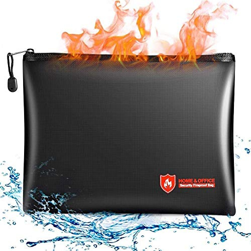 Sacs à Documents Ignifuges, Revêtement Silicone Non Irritant Feu Sacs Imperméables à LEau de LArgent, Dossier Format A4, Pour Argent, Bijoux, Passeport Et Stockage de Documents
