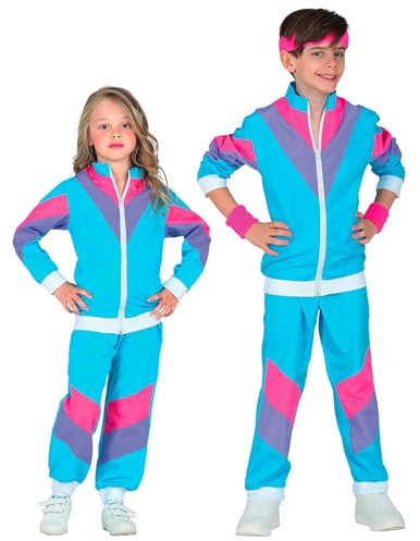 W WIDMANN MILANO Party Fashion - Disfraz infantil chándal, chaqueta y pantalón, atuendo de los años 80, chándal para carnaval y fiestas