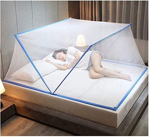 SXJC Klappbares Moskitonetz Zelt für Erwachsene Kinder Moskitonetz für Bett, Tragbares Moskitonetz für Familienhaus und Schlafsaal,Skyblue-100×190×80cm