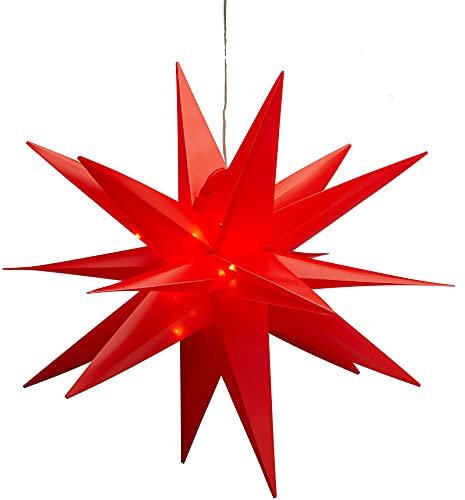 Fachhandel Plus LED Stern 3D Leuchtstern hängend Timer innen außen Weihnachtsstern Deko 35 cm