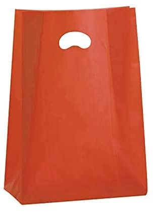 Shopper aus Kunststoff mit Faltenbalg und Bohnengriff (50 x 70 cm, 50 Stück, Orange)