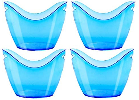 Seau à Glace Isotherme Seau à glace de glace en plastique transparent Seau à vin Barrel 3/8 litre for les boissons et les Parties, de qualité alimentaire, Contient 2-5 bouteilles en taille réelle et d