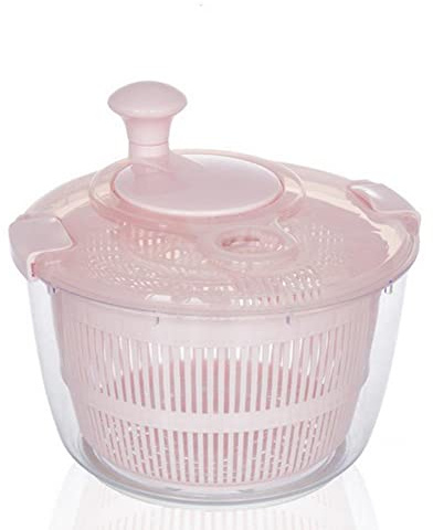 Zentto Salad Spinner Large Plastic Kitchen Salad Spinner 5 Litres Quick Vegetable Dryer BPA Free(Pink)
