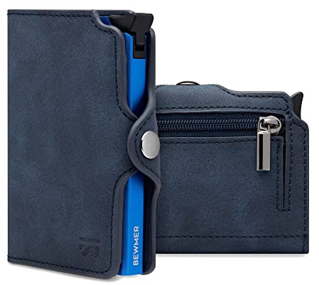 BEWMER Premium-Kreditkartenetui | Schlanke Brieftasche für Damen und Herren mit RFID-Schutz gegen Klonen | Kartenetui und Geld mit Geldbörse