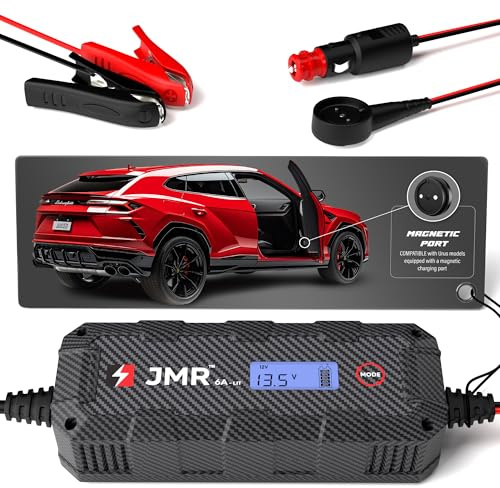 JMR Batterieladegerät für Lamborghini Urus Autobatterie Ladegerät Erhaltungsladegerät Akkuladegerät Erhaltungsgerät Wartungsgerät Auflader Lader (Magnetischer Anschluss, Lithium-Modus hinzufügen)