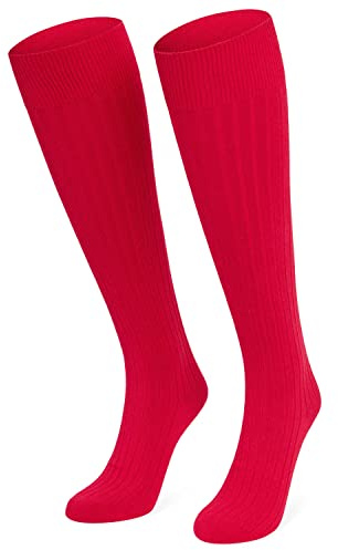 CityComfort Kniestrümpfe Damen und Herren Unisex Lange Socken Teenager Mädchen und Jungen (Rot, 41-44)