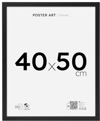 POSTER ART Bilderrahmen 40x50 cm Hängende aus MDF und Acrylglas Schwarz | Für Poster und Puzzles, Vertikal oder horizontal, Einfache Montage, Robustes Acrylglas, Europäische Produktion