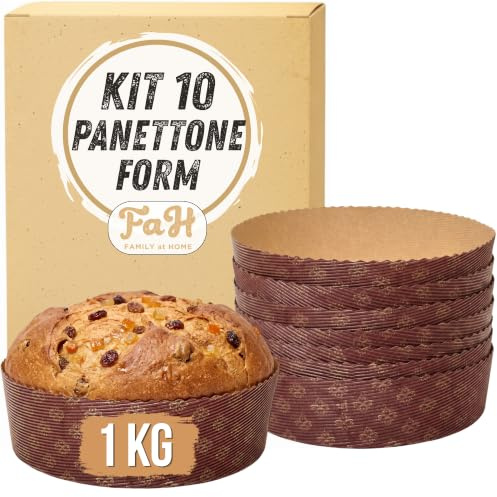 FAH Panettone-Form 1 kg Premium-Qualität (10 Stück) – professionelle Panettone-Förmchen aus reinem Zellulose-Wellpapier in der Mikrowelle, hitzebeständig bis 220 °C | Professionelle Panettone-Backförmchen aus Wellpapier aus reinem Zellulose in der Mikrowelle, hitzebeständig bis 220 °C